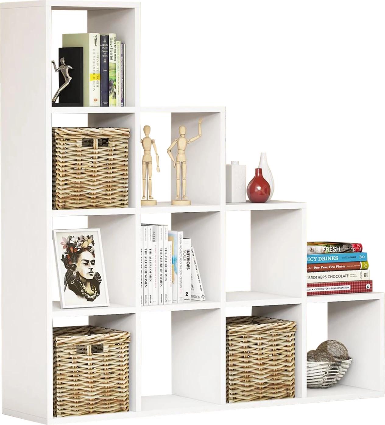 Knjižna polica SCALE iz melamina bele barve 120x30x123,6H cm FH9238.11