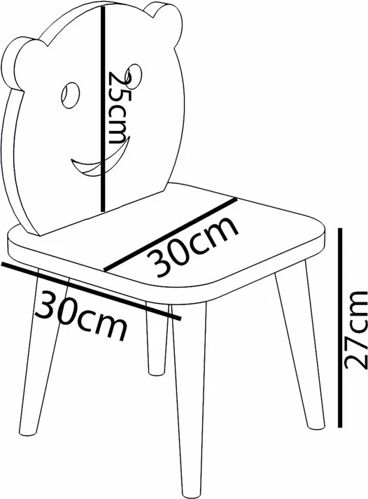 Otroška stol Jerry, bela‑naravna, 30x30x52 cm