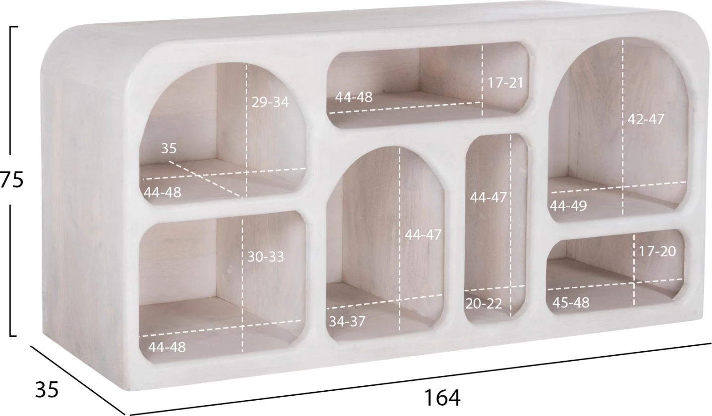 Buffet HANDYR FH9705 iz masivnega lesa manga v beli barvi 165x35x75H cm