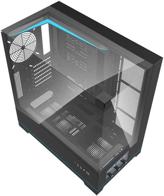 Računalniško ohišje Darkflash DY450, ATX Mid Tower, brez ventilatorjev, kaljeno steklo, črno