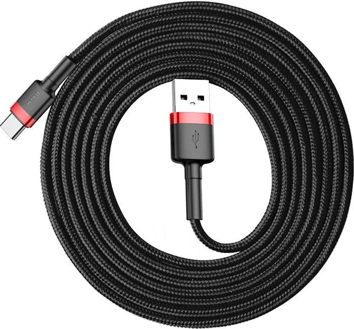 USB kabel, 2 m, USB A na USB C, črn in rdeč Baseus Cafule