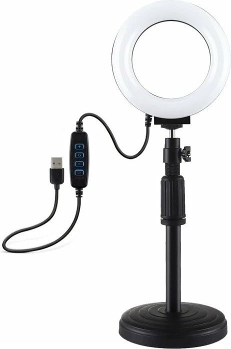 LED obročna luč s prilagodljivo podlago Puluz PU391, 6.5W, majhen stojalo, bela