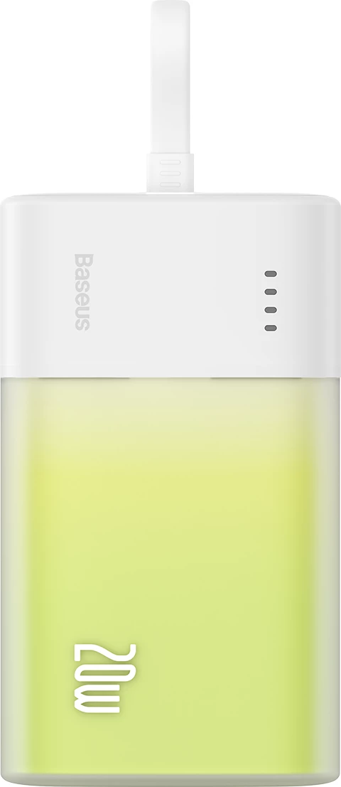 Powerbank zunanji polnilec Baseus Popsicle 5200 mAh, 20W, z vgrajenim Lightning kablom + USB-C na USB-C kablom 60W, bela-zelena