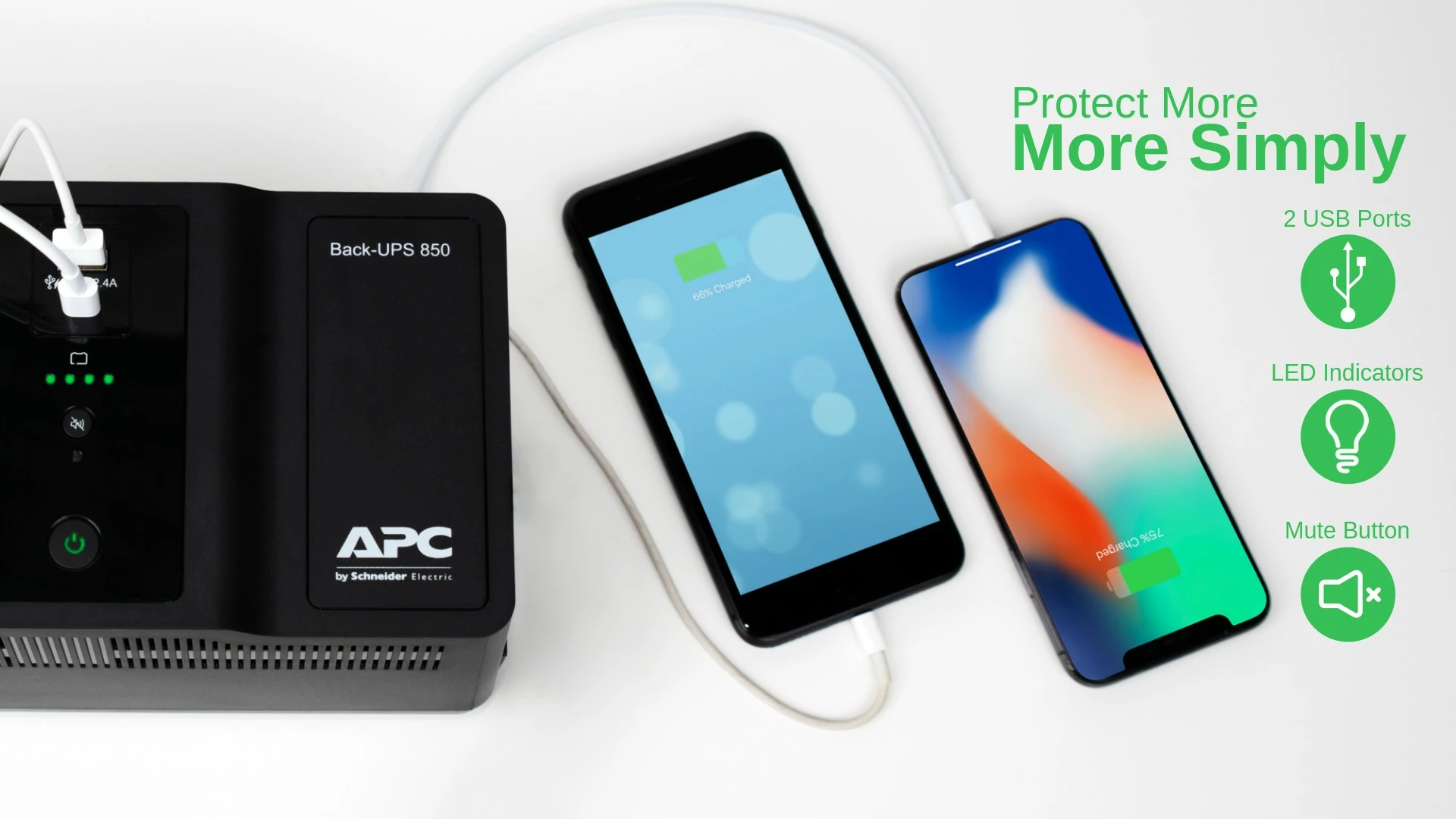 UPS za nujno napajanje APC Back-UPS BE850G2-GR, 850 VA, 2 USB, 8 vtičnic, črn