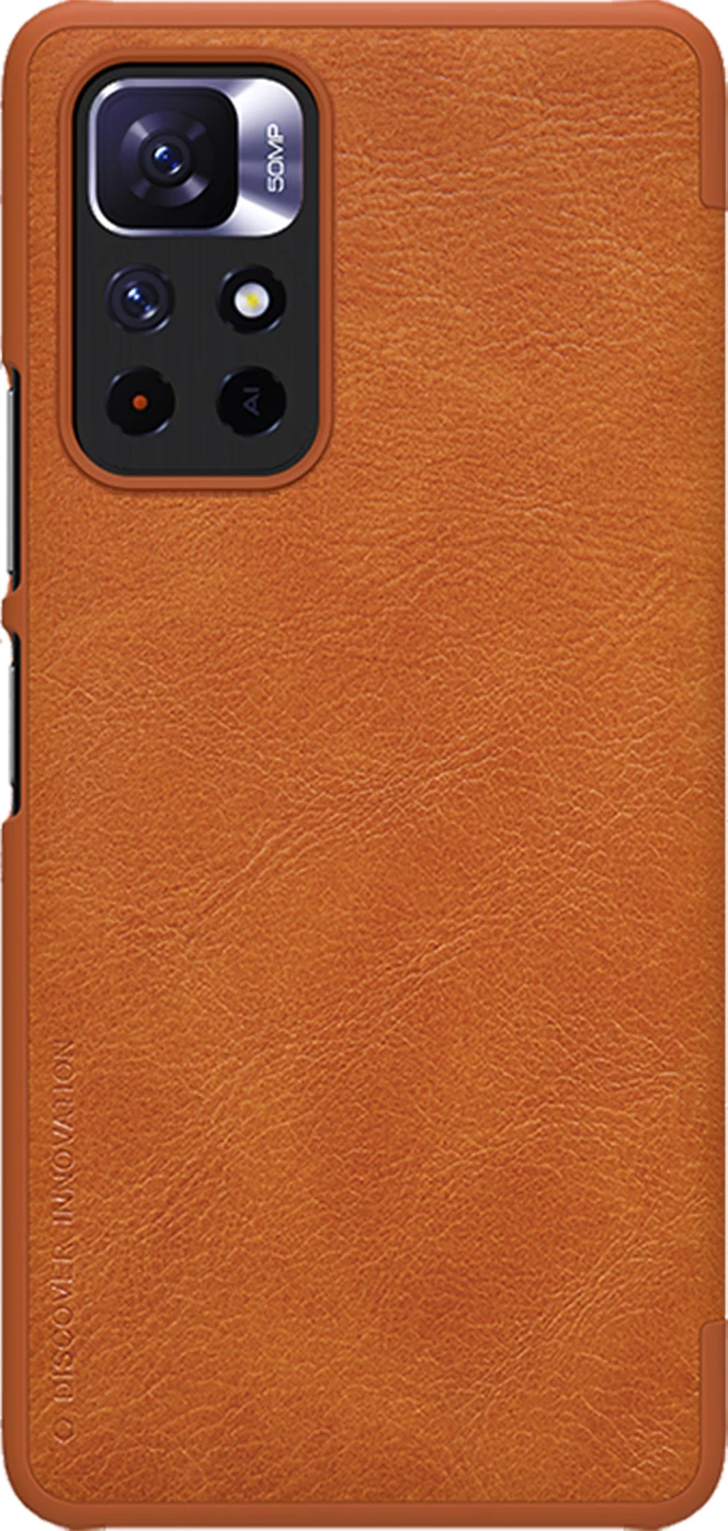Ovitek za telefon Nillkin Qin Case za Xiaomi Redmi Note 11T 5G / Note 11S 5G / Note 11 5G (China) / Poco M4 Pro 5G, rjav