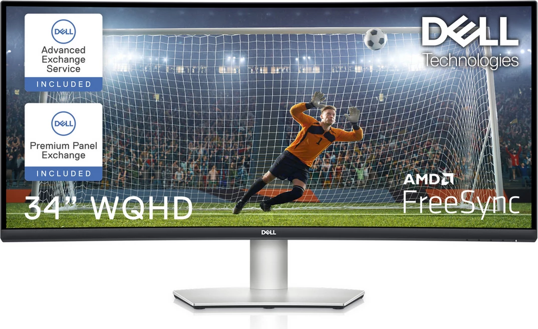 Ukrivljen ultraširok 34" monitor WQHD 3440x1440 100 Hz z zvočniki, Dell S3423DWC, črn