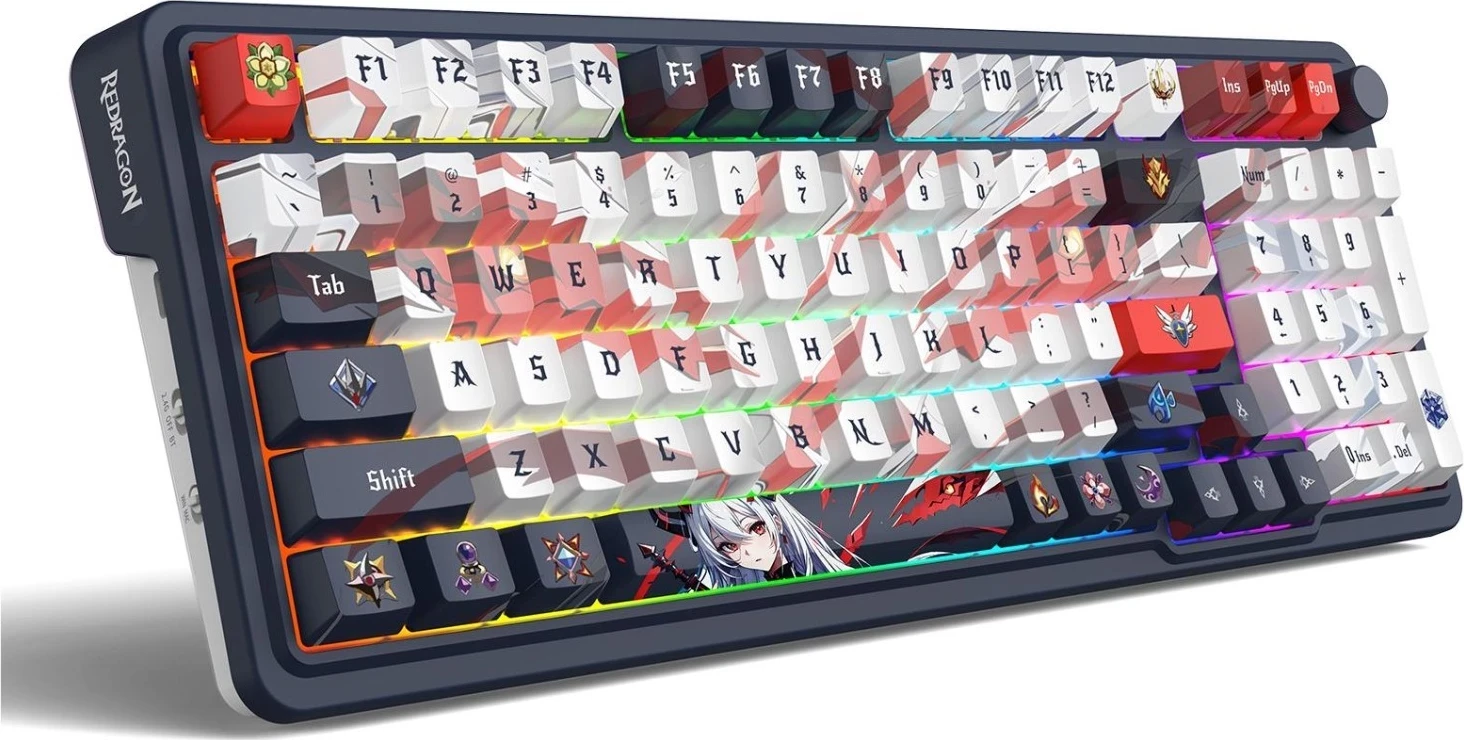 Mehanska tipkovnica z RGB, brezžična Redragon K686AK-RGB-PRO Eisa, bela-siva