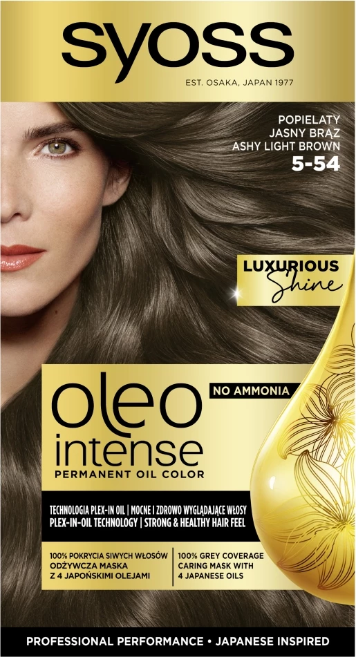 Barva za lase Syoss Oleo Intense 5-54 Light Ash Brown za ženske, 1 kos