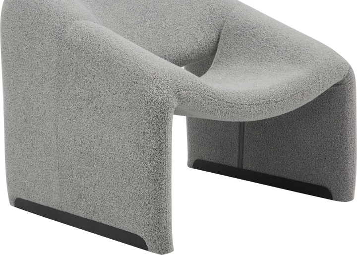 Fotel Clous, bouclé tkanina, svetlo siva, 86x77x73.5 cm