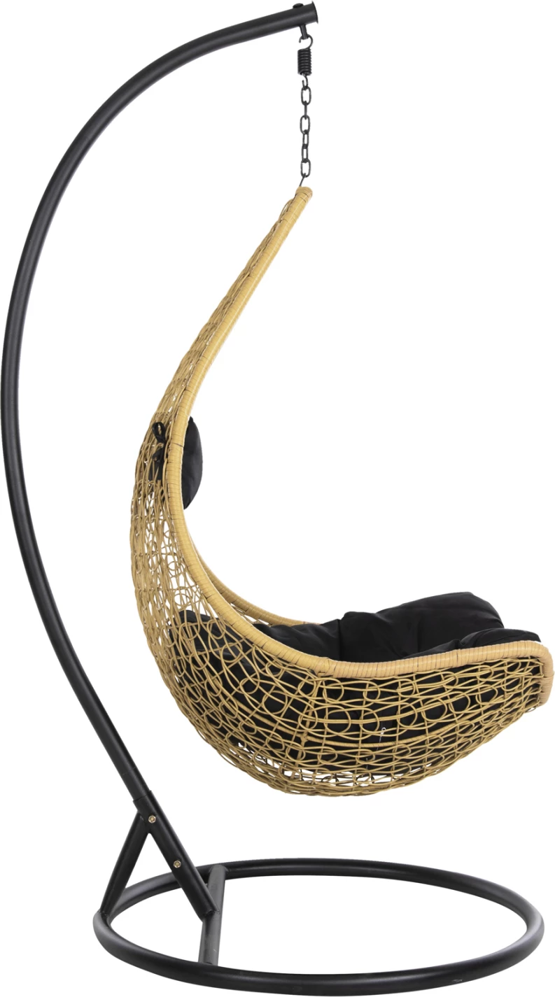 Viseče gnezdo MILLIE FH5996.04 kovinsko črno-sintetični ratan v bež Φ95x195Hcm