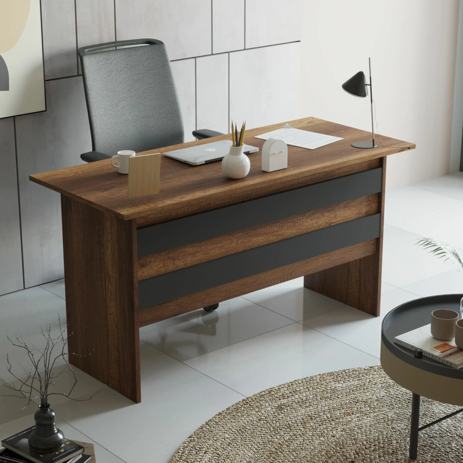 Pisarniški komplet pohištva Hanah Home, Vo11-Ba, oreh in antracit