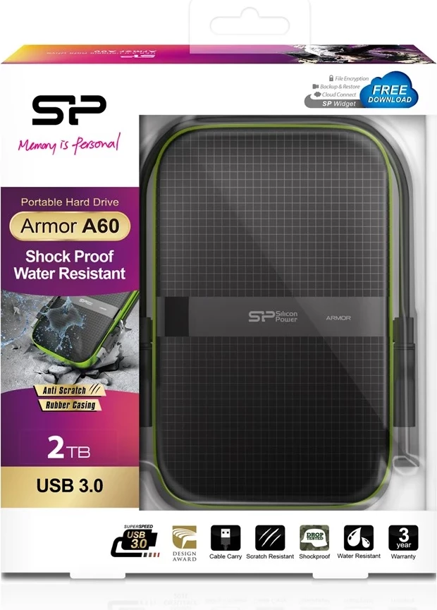 Zunanji trdi disk Silicon Power Armor A60, 2TB, črn