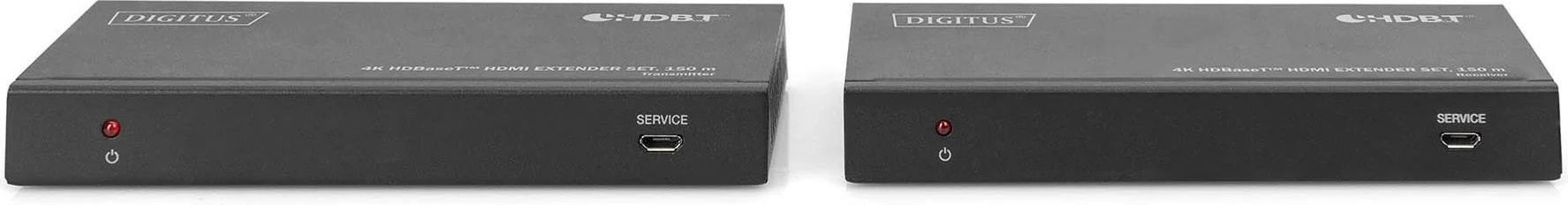 HDBaseT 4K HDMI podaljšek, 150 m, oddajnik in sprejemnik Digitus, črn