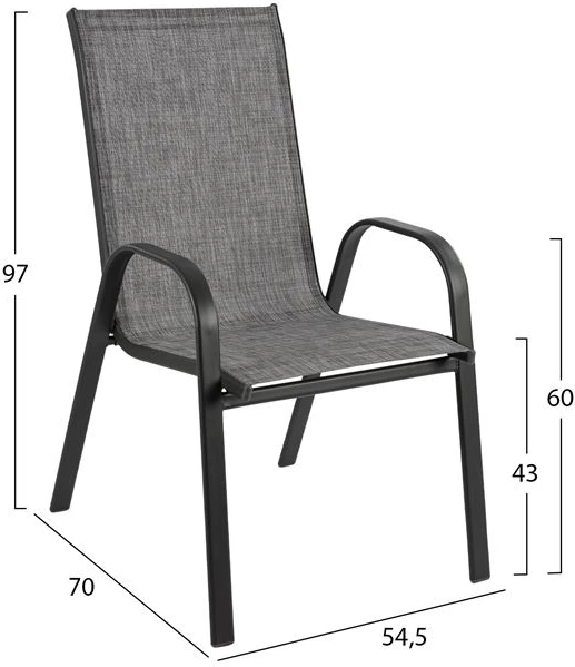 Set 5 kosov z aluminijasto mizo 140x80x75,5 in naslanjači Leon kovinsko sivi FH10531