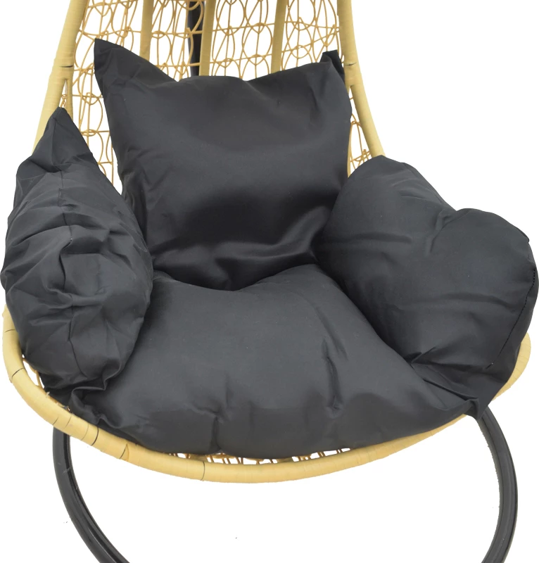 Viseči vrtni stol Soleil, naravna barva in črna kovina, 103x83x200 cm