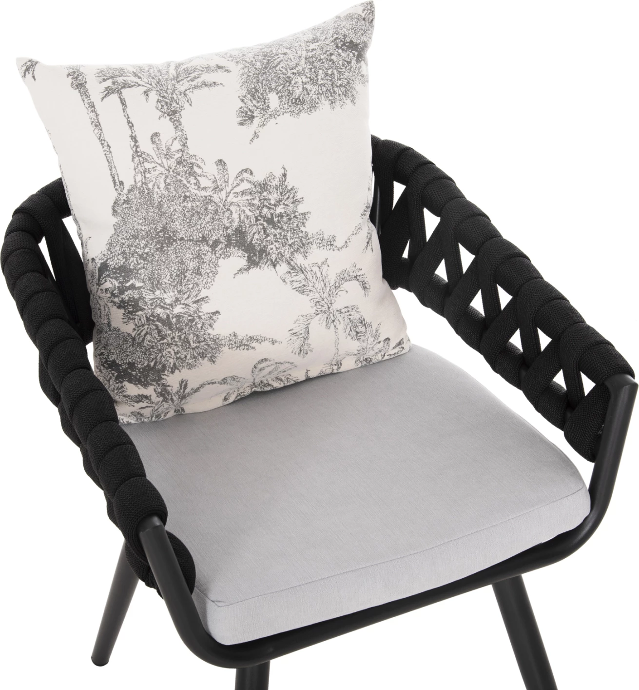 Aluminijasti naslanjač CAMDEN FH6141.01 z blazino na hrbtu v ecru barvi z vzorcem - antracit 56x60x72-87Hcm