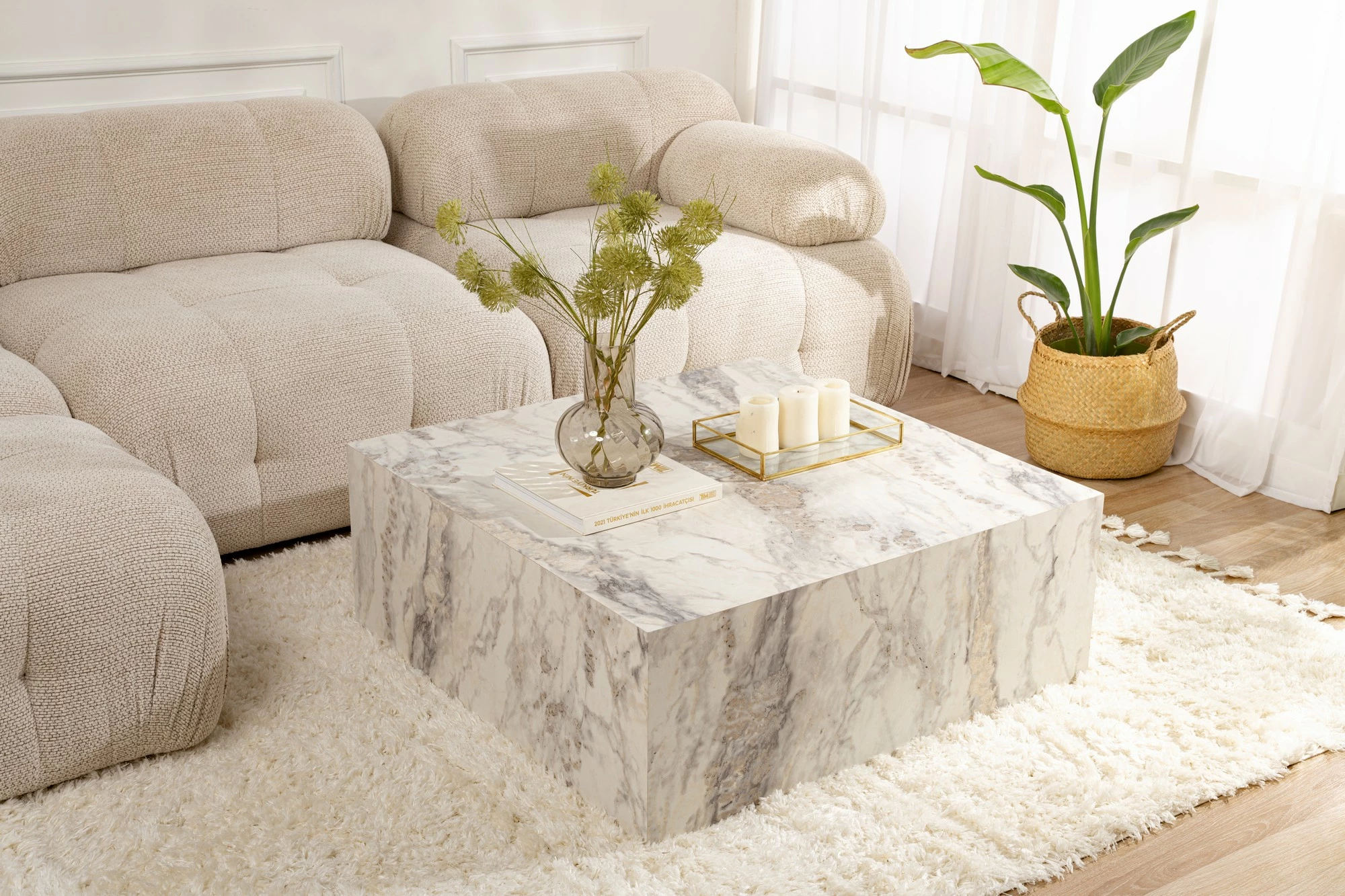 Kavna mizica Prizma, Freesia Marble, Nordure