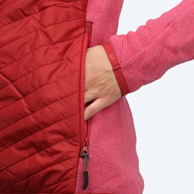 Jakna ženska hibridna, kombinacija flisa in volne Salewa, barvna mešanica