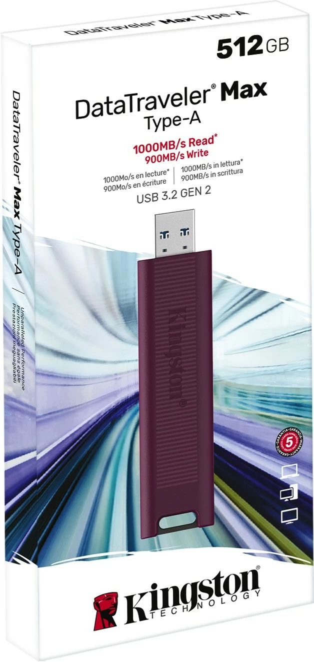 USB-pomnilnik 512GB Kingston DataTraveler Max, USB 3.2 Gen 2, rdeč
