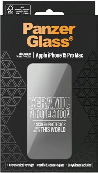 Keramični zaščitni zaslon, PanzerGlass za iPhone 15 Pro Max, z okvirjem za poravnavo