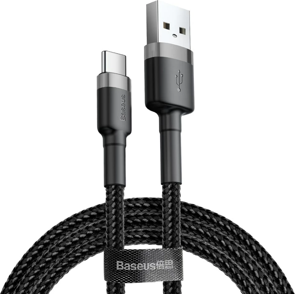 USB kabel 2 m USB A na USB C, najlon, črno/siv Baseus CATKLF-CG1