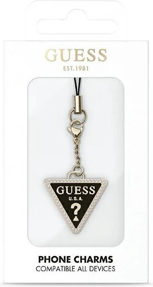 Vzmet za telefon Triangle Diamond Charm z rhinestoni, Guess, zlato/črna