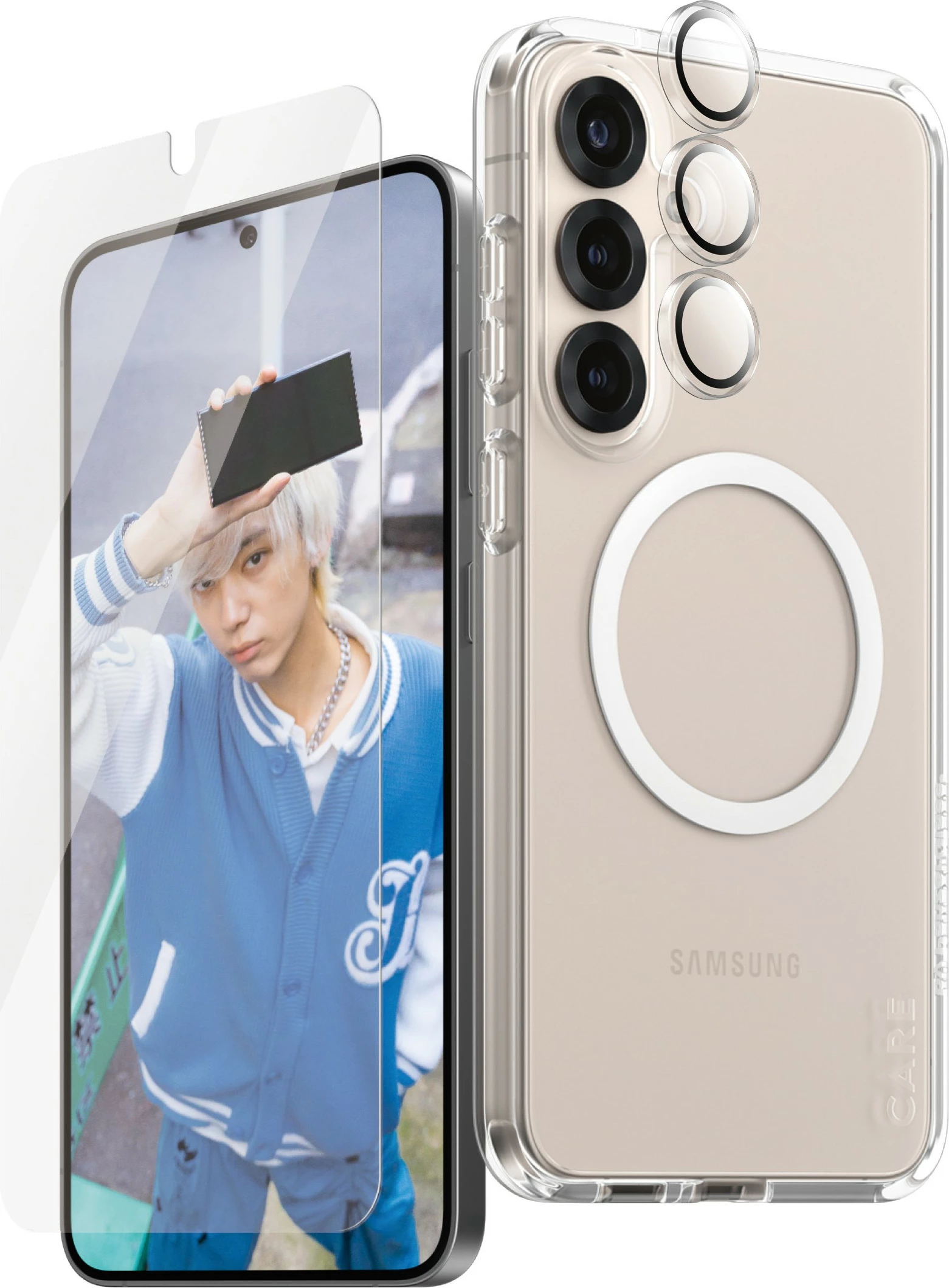 Zaščitna folija PanzerGlass za Samsung Galaxy S25 Plus, komplet 3-v-1, prozorna