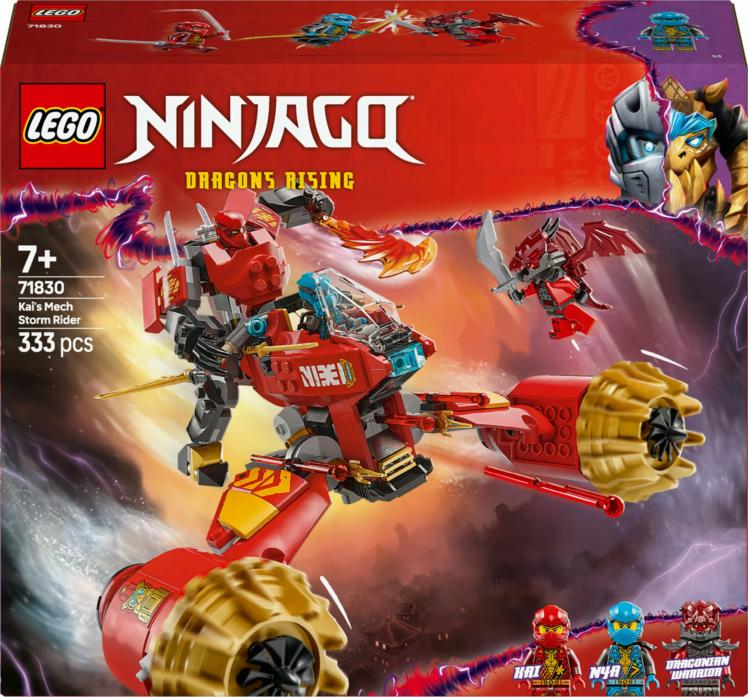 Gradbeni set Kais Mech Storm Rider LEGO Ninjago 71830, 333 kosov, večbarven
