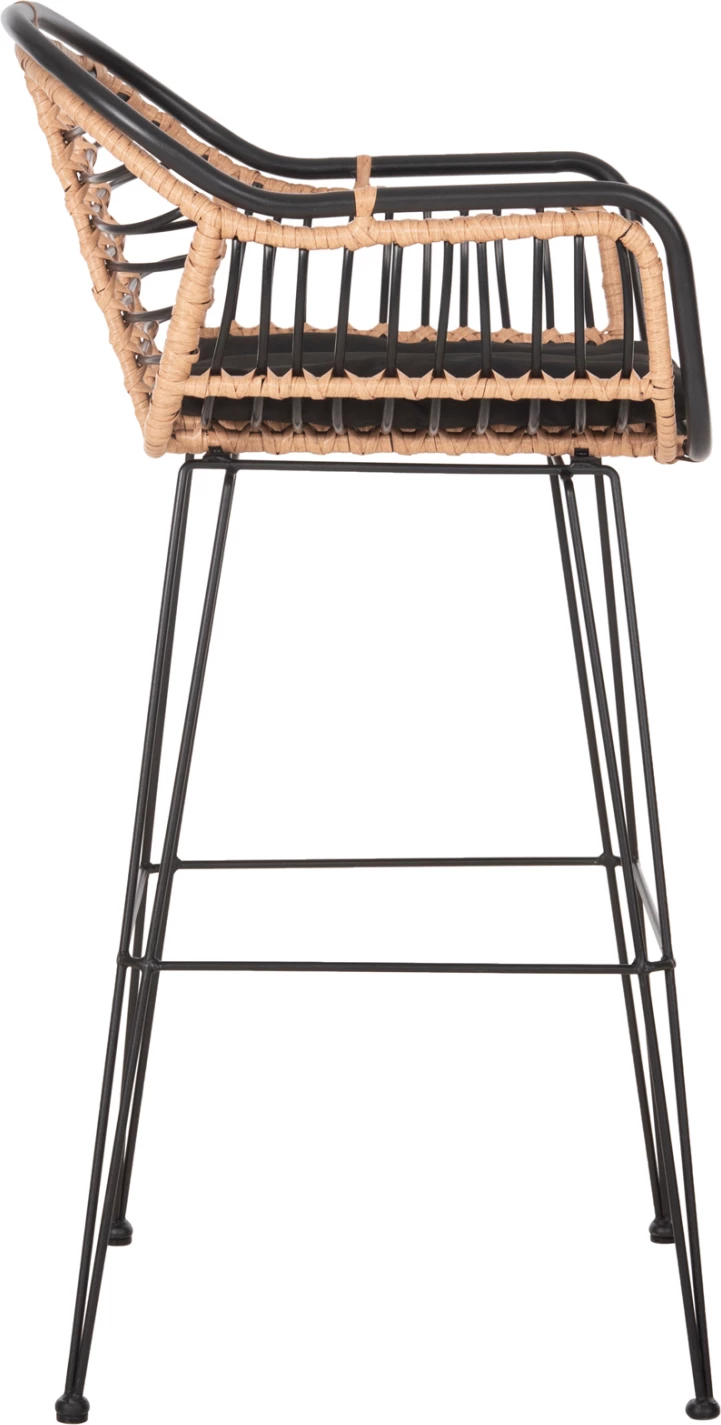 Barski stol Allegra FH5690.11 kovina in blazina črna-pletena bež 55x54x108H cm