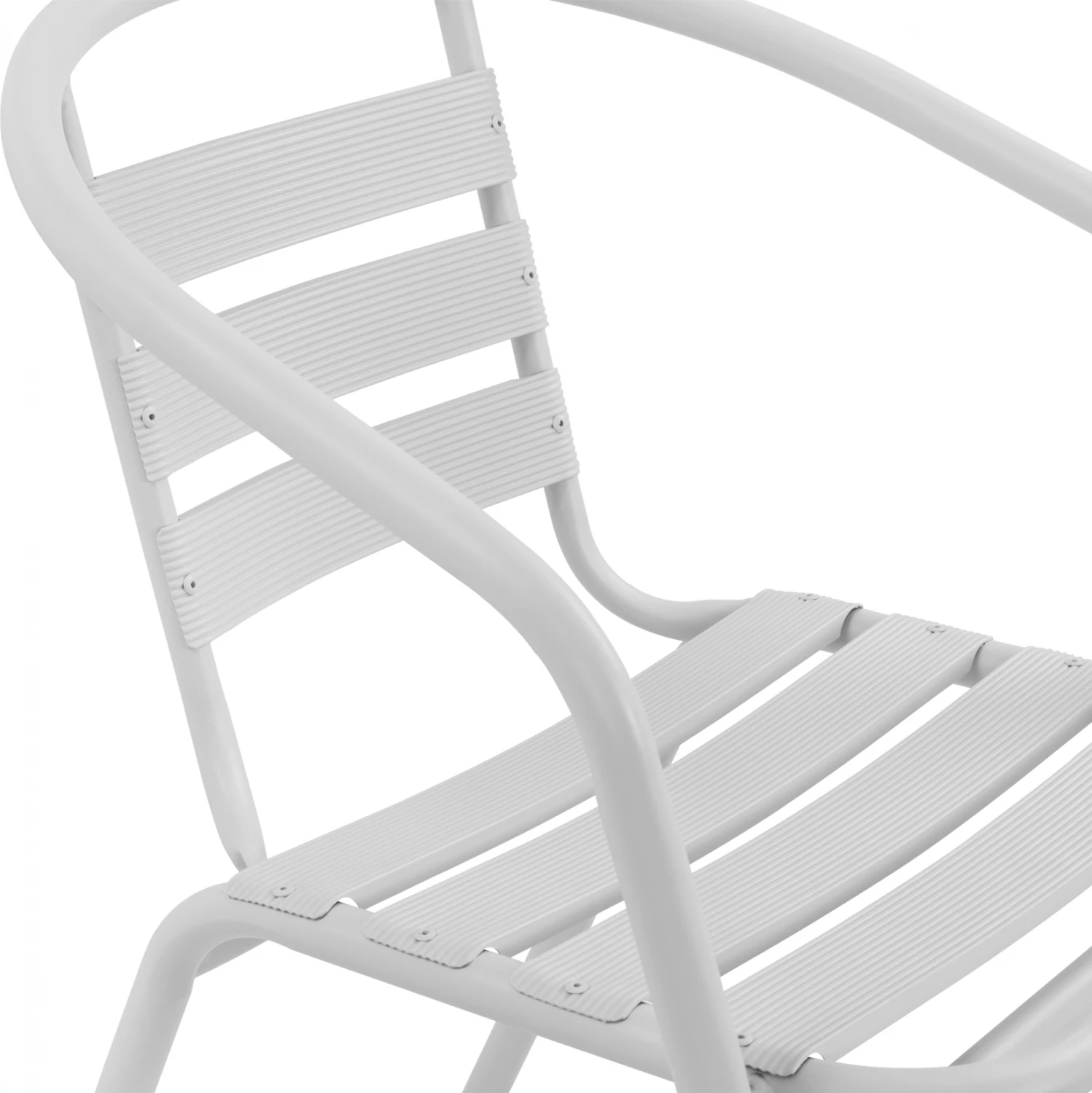 Stol Laura kovinski beli z aluminijastimi rezinami FH5037.02 54x59x73cm