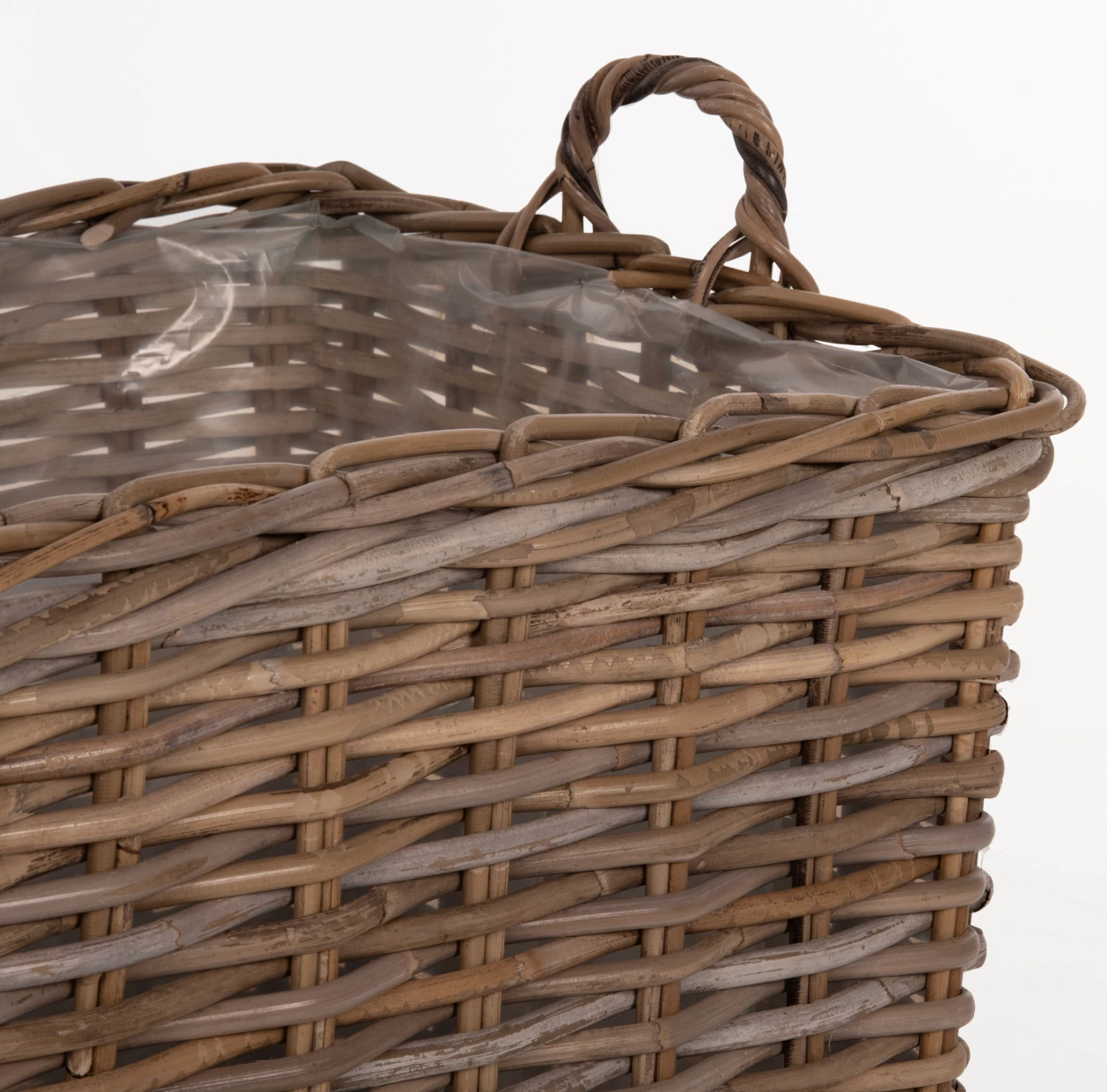 Dekorativne košare KATER 4 kosi FH9657 KUBU ratan v sivi barvi 52x52x50-57H cm
