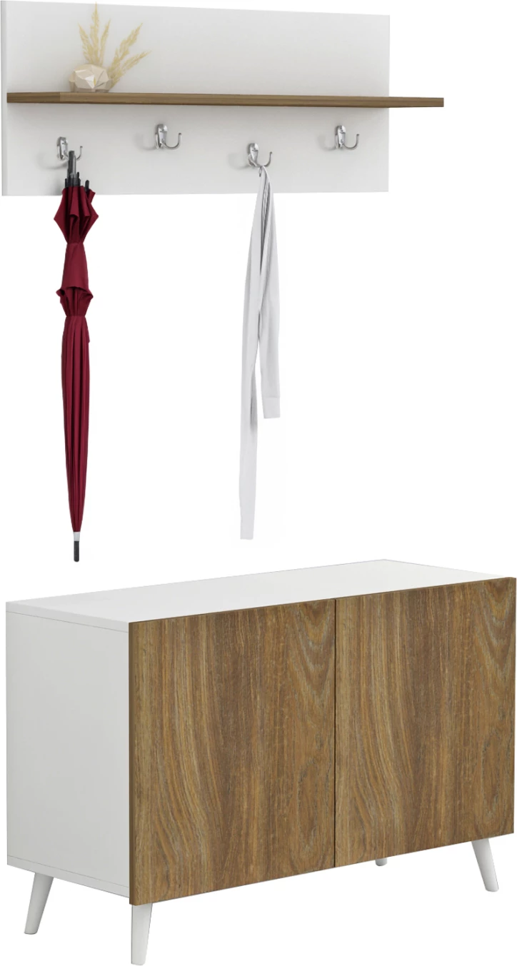 Komplet pohištva za predsobo DELPHINE FH8876.11 melamin v beli-naravni les 80x31,3x41,5Hcm