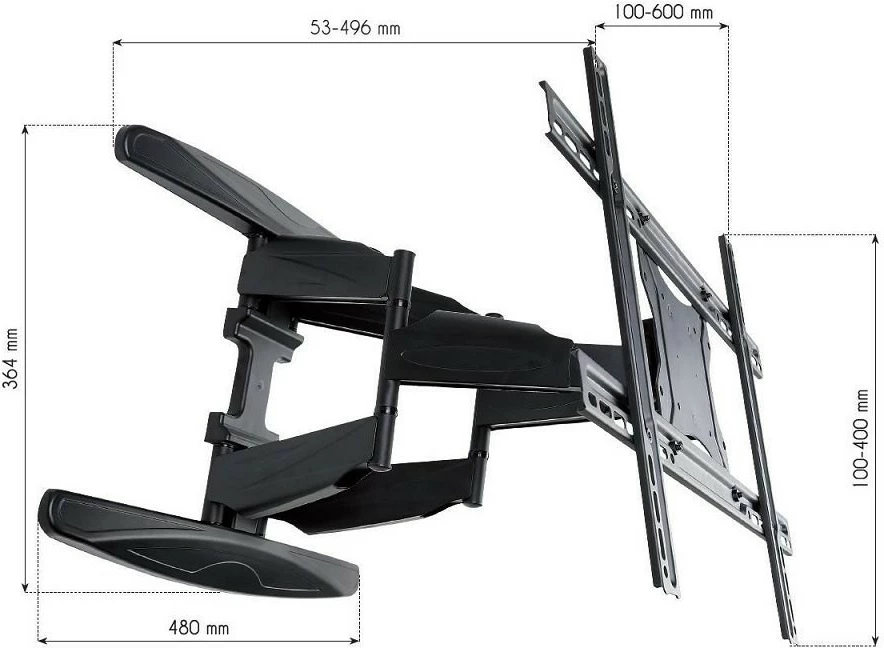Stenski nosilec za TV Techly 308886, za LCD/LED 40–80 palcev, 50 kg, VESA, črn