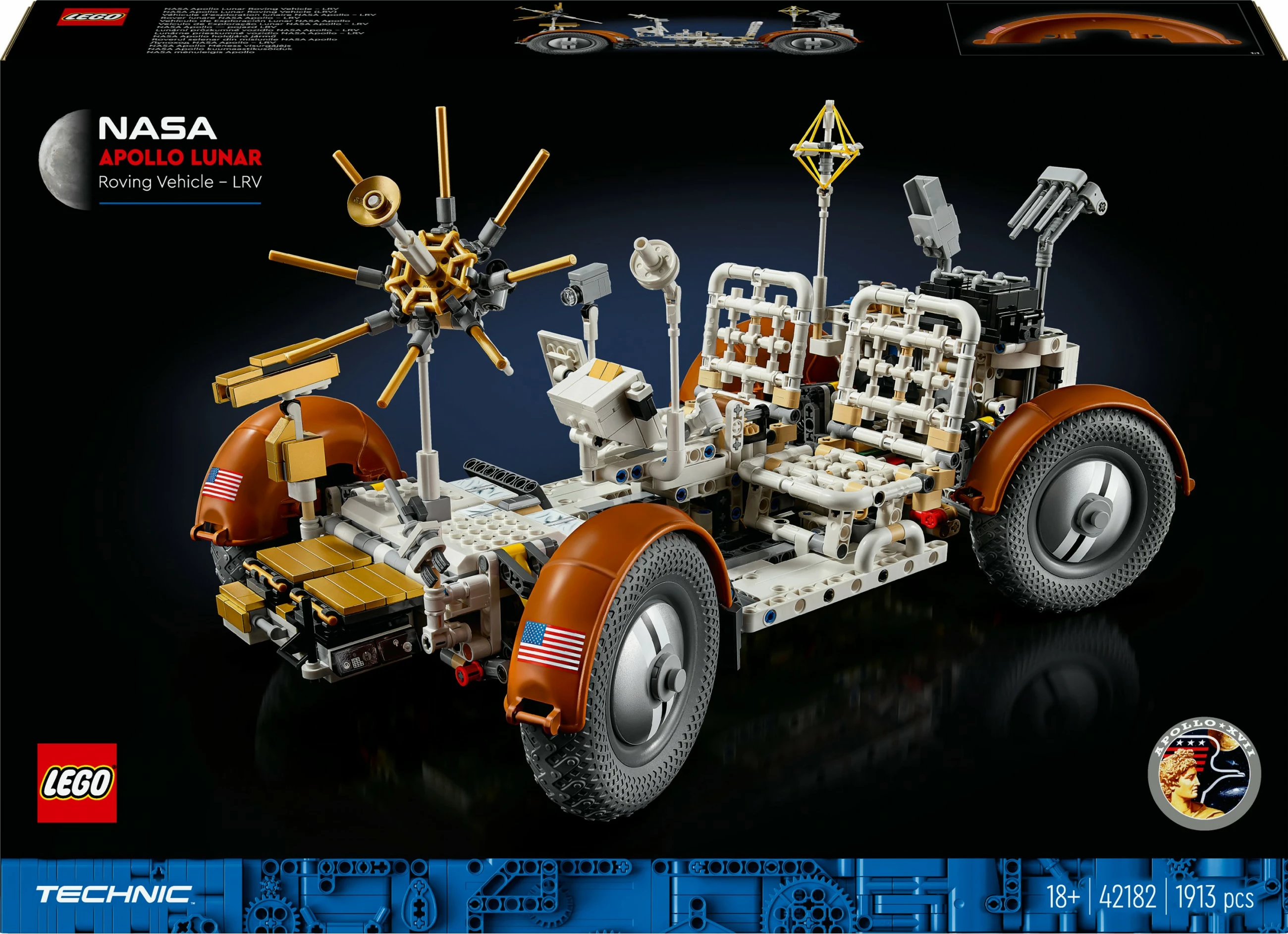 Model lune LEGO Technic NASA Apollo Lunar Roving Vehicle 42182, večbarven