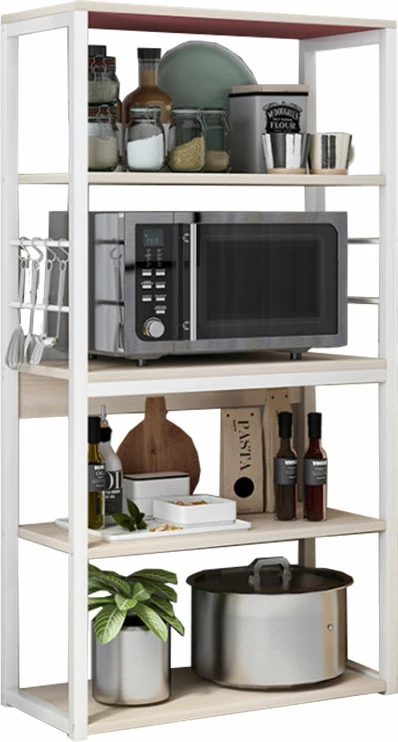 Talna polica Tace, kovinska, bela-naravna, 50x30x129 cm